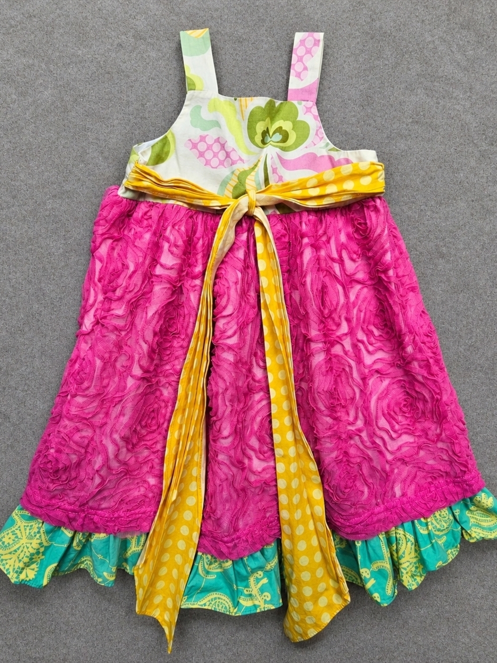 Peaches N Cream 3T Pink Rosette Dress Cottagecore Toddler 2013